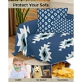 thumbnail image 4 of Navy Blue Geometric Sofa Covers for 3 Cushion,Washable Couch Cover for Sectional Sofa Slipcoverwith Tassel,Minimalist Boho Aztec Bohemian Morocco Loveseat Covers Futon Cover Throw Blanket 71x118, 4 of 8