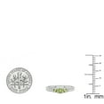 thumbnail image 4 of 10K White Gold Green Peridot & White Diamond Three Stone Engagement Bridal Ring, 4 of 4