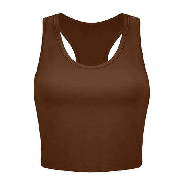 GDREDA Débardeurs Athlétiques pour Femmes, Imprimé Lever de Soleil, Sans Manches, Marron, P