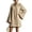 Khaki, variant on EANJE Womens Dresses Collared V‑neck Flare Long Sleeve Mini Dresses Solid Color Tunic Cut Dresses Loose Fit Chic Spring Daily Clothing Wine S