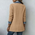 thumbnail image 5 of Wovilon Women's Knit Blazer Jacket with Denim Patchwork Trim, Open Front Long Sleeve Cardigan Coat with Pockets, Relaxed Fit Casual Outerwear for Spring Fall Daily Wear, 5 of 8