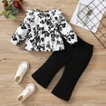 thumbnail image 3 of Baby Girl Clothes Newborn Girl Floral Outfit Ruffle Sleeve Shirt & Pant Set Fall Winter Clothing for Girl (3-6M, Black), 3 of 6