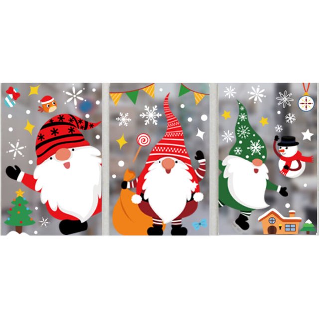 3 Piezas de Pegatinas Electrostáticas para Ventanas Navideñas, Pegatinas Decorativas de Papá Noel, Pegatinas Decorativas para Año Nuevo A