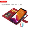 thumbnail image 6 of Allytech iPhone 13 Pro Case Wallet, Premium PU Leather Detachable Magntic Back Cover Shell Shockproof Protective Kickstand Cards Holder Wallet Cover for Apple iPhone 13 Pro 6.1", Red, 6 of 8