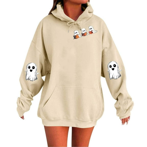 BangWanChi Women's Halloween Printed Hoodies Casual Long Sleeve Blouse Hooded Sweatshirts Top