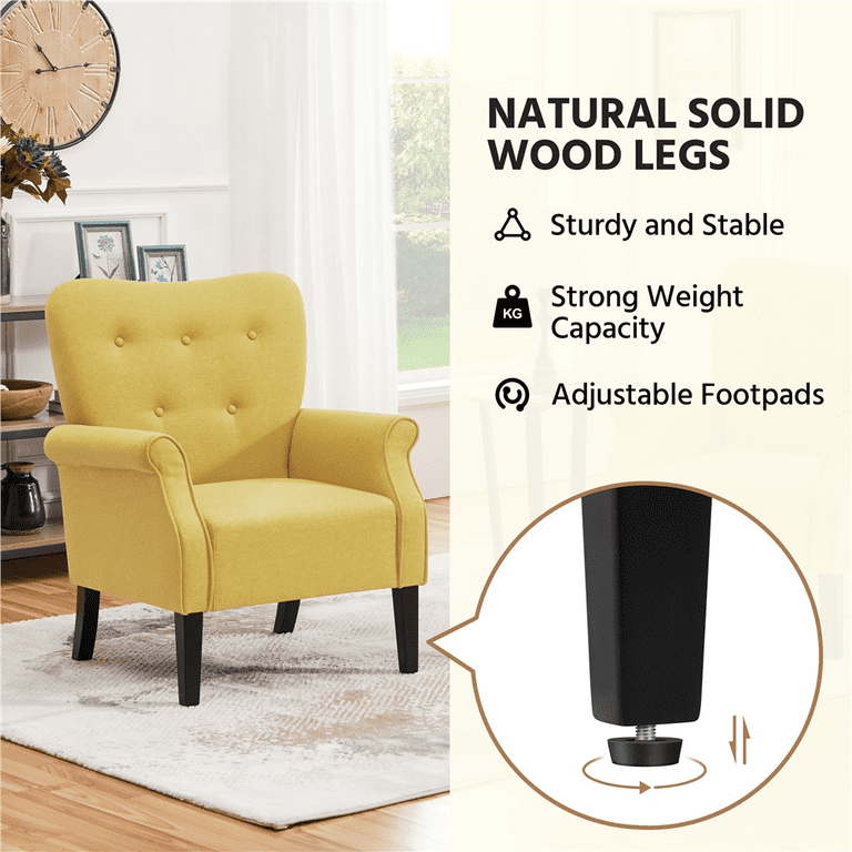 SMILE MART Mid century Upholstered Fabric Accent Armchair for