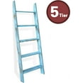thumbnail image 4 of Ladders for Living Room, 5-Tier Blanket Holder, Wall-Leaning Rack, Ladder Shelves, Wooden Quilt Ladder, Farmhouse Decor, Blue, 4 of 17