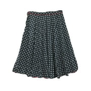 Mogul Womens Fashionista Long Black Printed Maxi Skirt