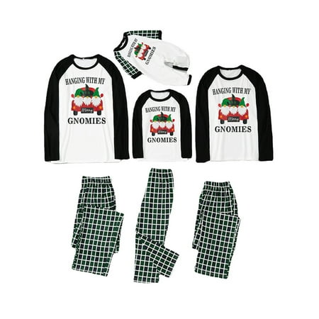 

Niuer Green Plaid Christmas Family Matching Pyjamas Set Xmas Cute Print Sleepwear Nightwear Dad Mum and Kids Print PJs Sets Plaid Pants+Long Sleeve Casaul Top Sleepwear Outfit 2PCS Set