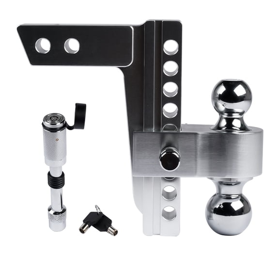 Adjustable Aluminum Trailer Hitch - 12500 LBS, 2-5/16" Ball, 2" Receiver, 8" Drop, with 2 Locks & Keys - Universal Fit