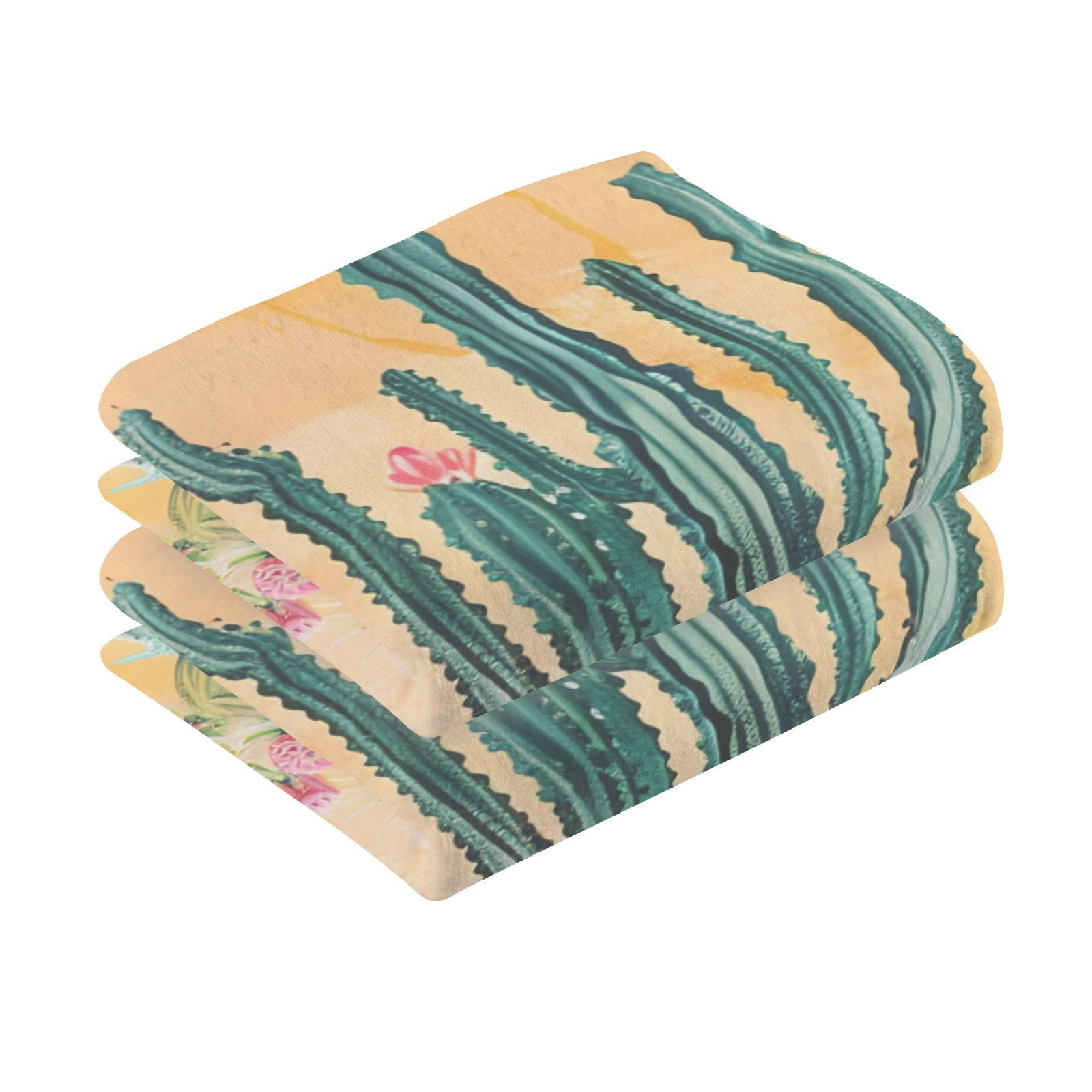 Cactus Hand Towels Cotton Bath Towels Large Face Towels Absorbent for Bathroom 2 Packs