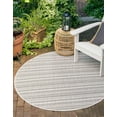 thumbnail image 5 of Unique Loom Outdoor Striped Collection Area Rug - Maia (5' 3" Round Beige/Black), 5 of 11
