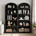 thumbnail image 4 of 5-Tier Arched Bookcase 71.7" Tall Farmhouse Wooden Bookshelf Display Storage Bookshelves for Living Room, Office Black, 4 of 8