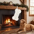 thumbnail image 5 of Snowy White Plush Pet Dog Christmas Stocking, Silver Snowflake Sequin Dog Christmas Stockings Large Bone Shape Faux Fur, Hanging Christmas Holiday Season Party Decor for Pets Dogs, 16in, 5 of 6