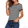 thumbnail image 4 of Women's Casual Striped Crew Neck Short Sleeve T Shirts Tee Tops, 4 of 5