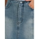 thumbnail image 5 of Falda de mezclilla para mujer INSPIRE CHIC, falda lápiz elástica de línea A con abertura lateral, falda de jeans de cintura alta, color gris azul, 5 of 6