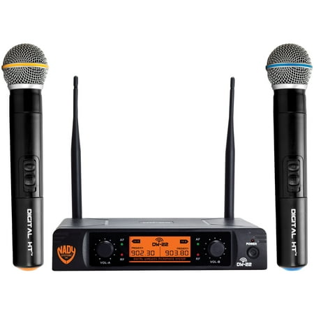 Nady DW-22-HT-ANY Dual-Transmitter Digital Wireless Microphone System (2 Digital HT Handheld Microphones) & UPG AA 50 (Best Mic Under 50)