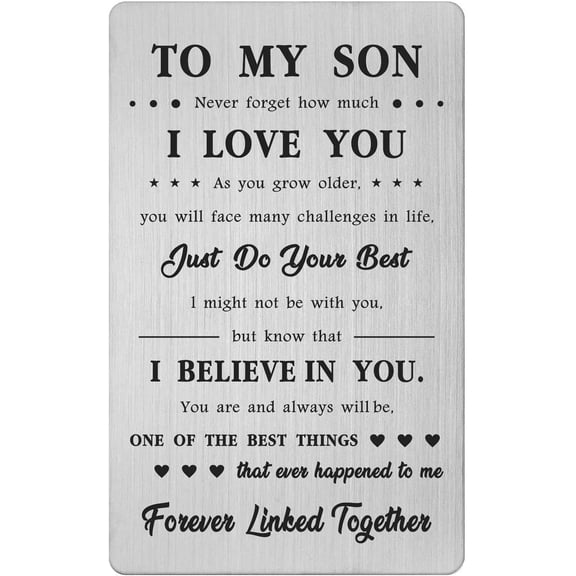 Son Birthday Card Gifts from Mom Dad, Metal Card Keepsake Gifts in Wallet