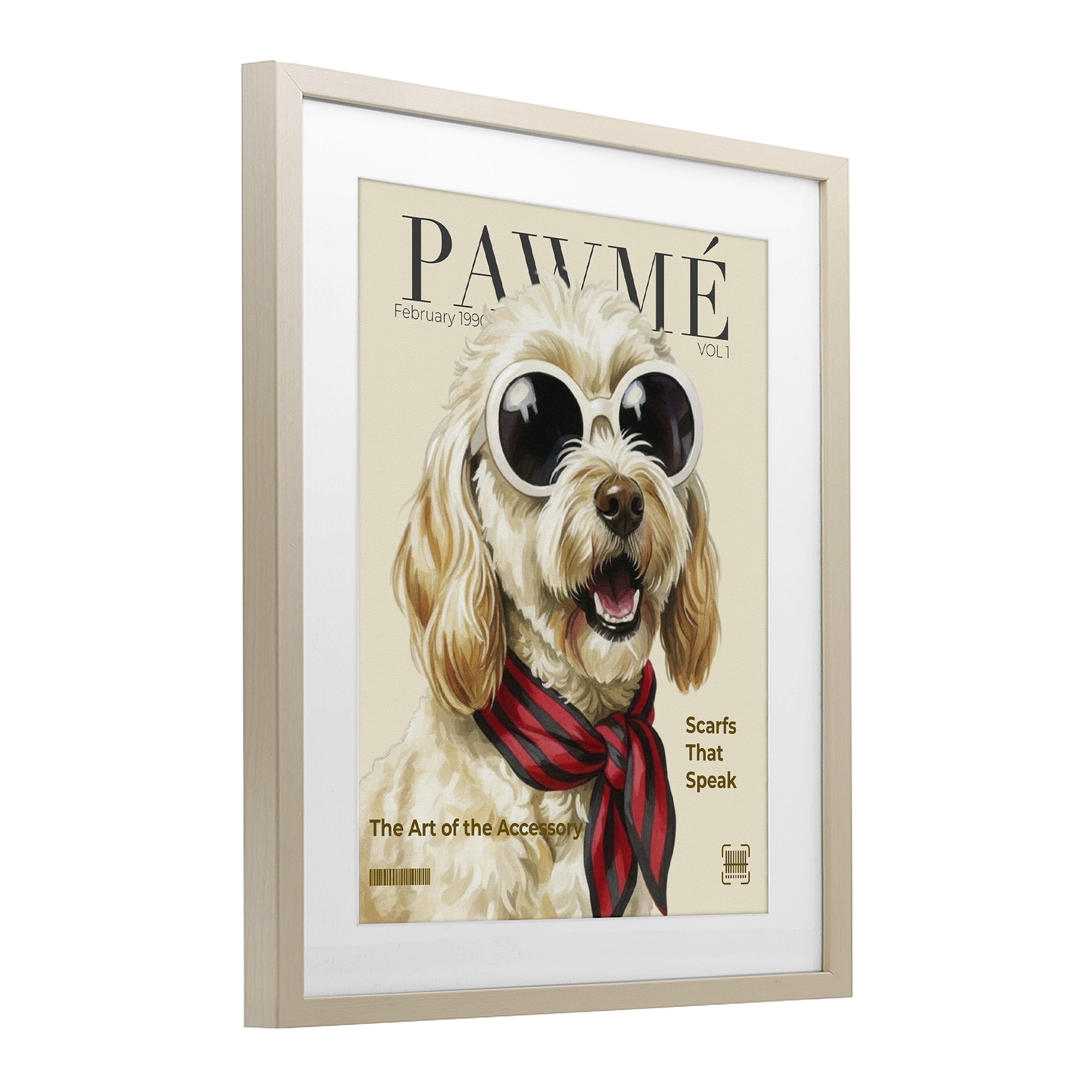Stupell Industries Pawme Dog Fashion Magazine Birch Framed Print Under Glass, design by A Barefoot Stylist