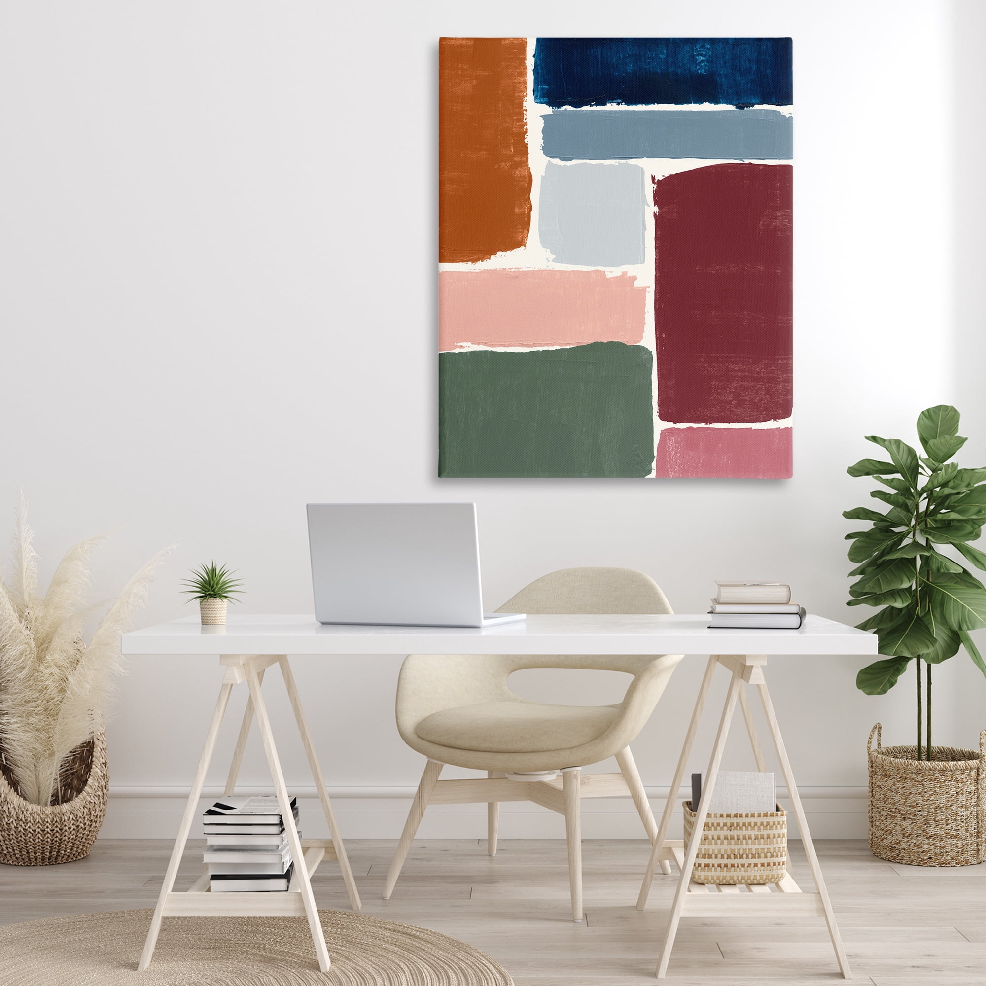 Stupell Industries Asymmetrical Shapes Pattern Abstract Painting Gallery Wrapped Canvas Art Print Wall Art, 36 x 48