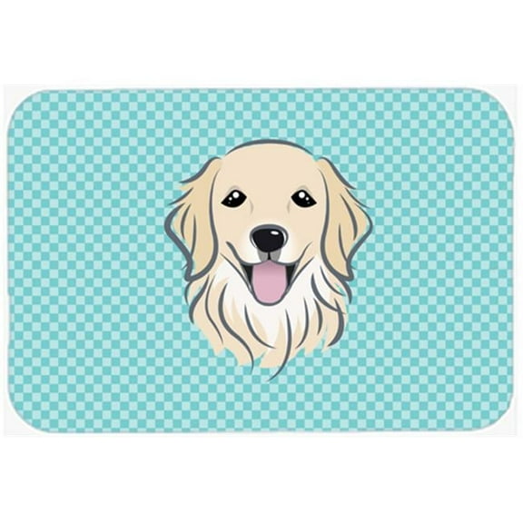 Carolines Treasures  Checkerboard Blue Golden Retriever Mouse Pad- - 7.75 x 9.25 In.