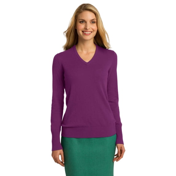 Port Authority LSW285 Ladies V-Neck Sweater - Deep Berry - Medium