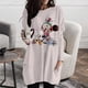 thumbnail image 1 of 2022 Autumn Women's Pocket Top Tee Shirt Elegant Loose Size Long Sleeve Daily Round Neck Disney Mickey Mouse Print Pullover5XL Gao Jinjia LED, 1 of 2