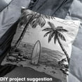 thumbnail image 2 of Castle Fairy Hawaii Beach Fabric by the Yard 2 Yards, Surfboard Palm Tree Sea Fabric for Sewing, White Black Gray Sketch Home Decor Fabric by the Yard, Microfiber Bedroom Decor, 2 of 6