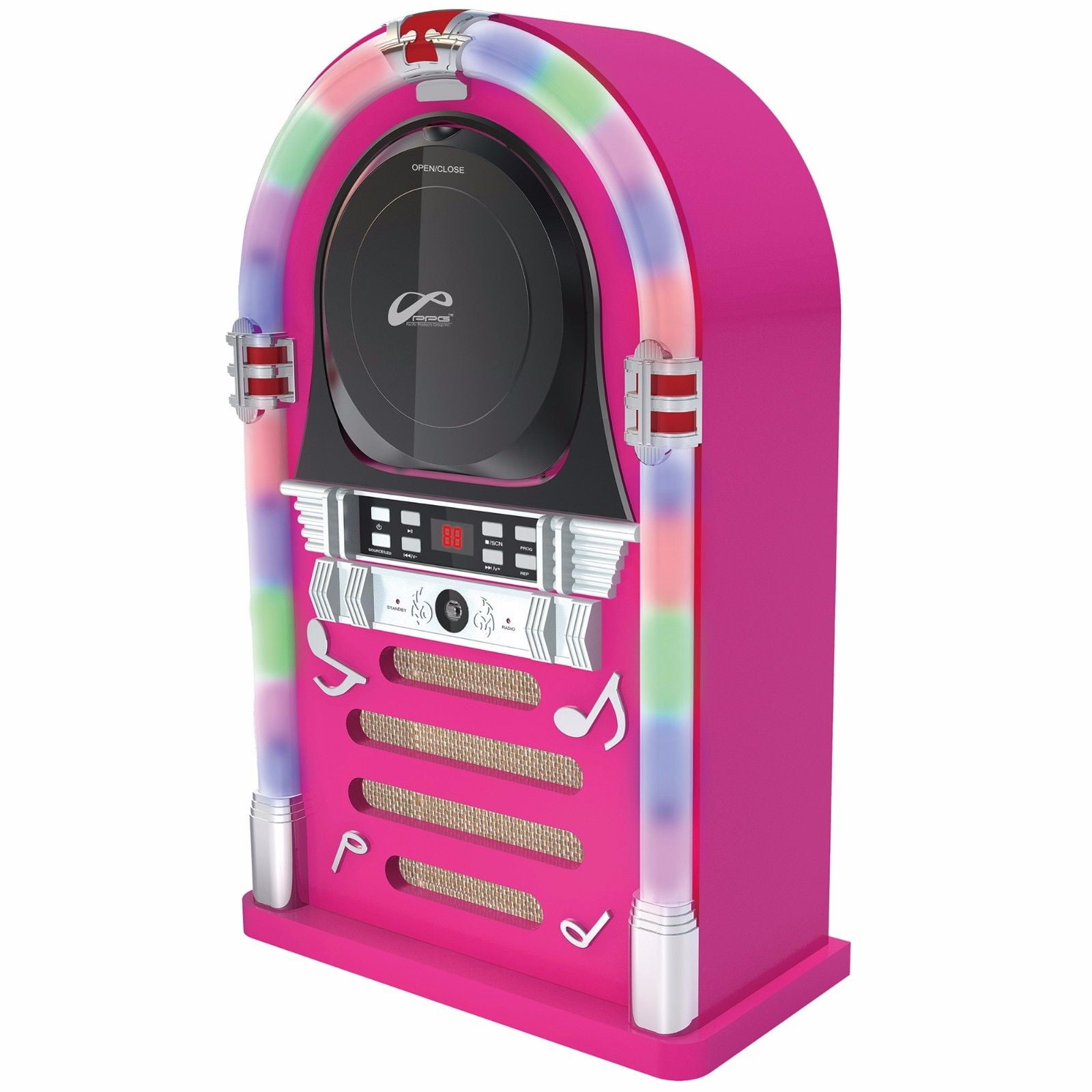 PPG CD Jukebox Speaker System with Color Changing Lights and Bluetooth