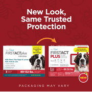 TevraPet FirstAct Plus Flea and Tick Prevention for Extra Large Dogs 89-132 lbs, 3 Monthly Treatments