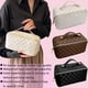 thumbnail image 3 of Checkered Makeup Bag Large Cosmetic Bag PU Leather Makeup Bag Storage For Women Girls Travel Toiletry Bag With Handle Divider Large Opening Metal Zipp, 3 of 4