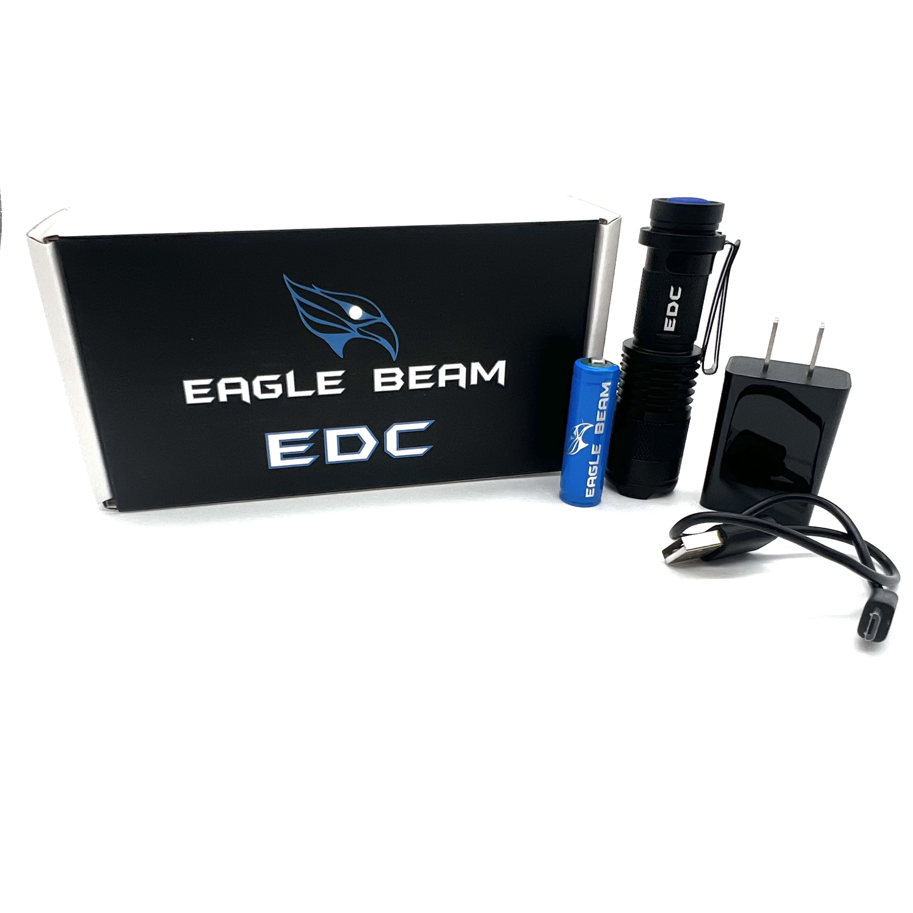 Eagle Beam EDC 600 Lumen LED Flashlight, Rechargeable Dual Power, IPX-6 rated, Zoomable, Single-mode, Anodized Aluminum, Everyday carry pocket sized and super bright