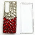 thumbnail image 3 of Case for Galaxy Z Fold 4,Galaxy Z Fold 4 5G Case,3D Handmade Sparkle Stunning Stones Crystal Diamond Bling Glitter Phone Case for Samsung Galaxy Z Fold 4 5G,2022 (White/Red), 3 of 7