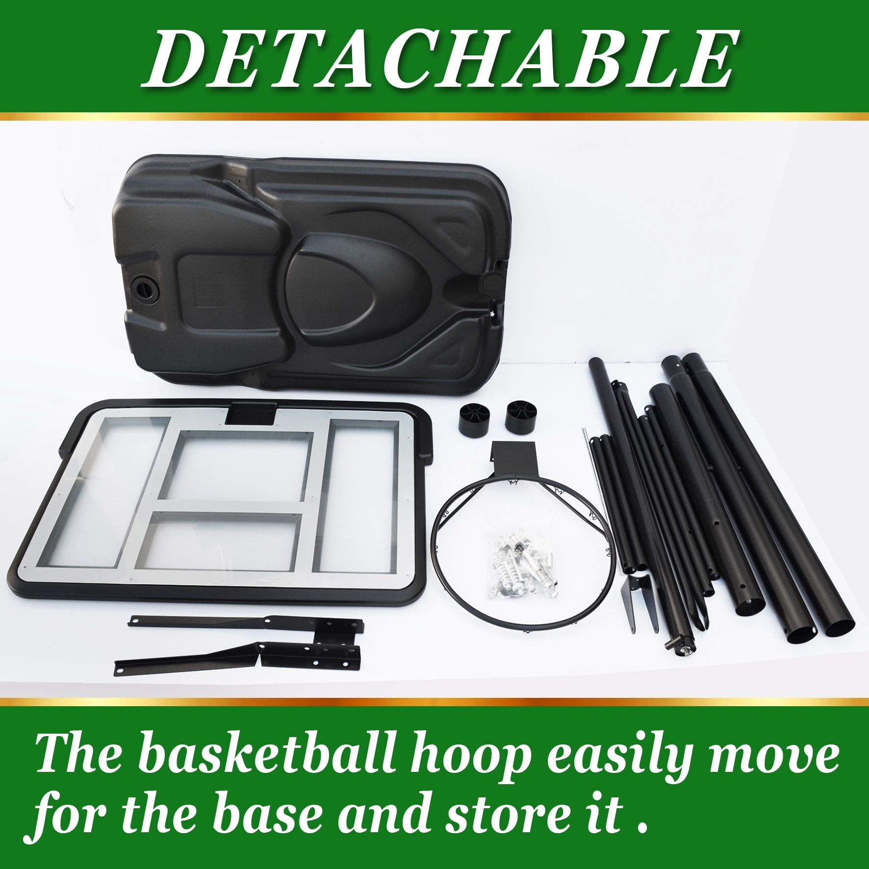 Sunny Portable Basketball Hoop & Goal Height Adjustable Basketball System Stand, with base & Wheels for Adult Youth Kids Indoor Outdoor Use