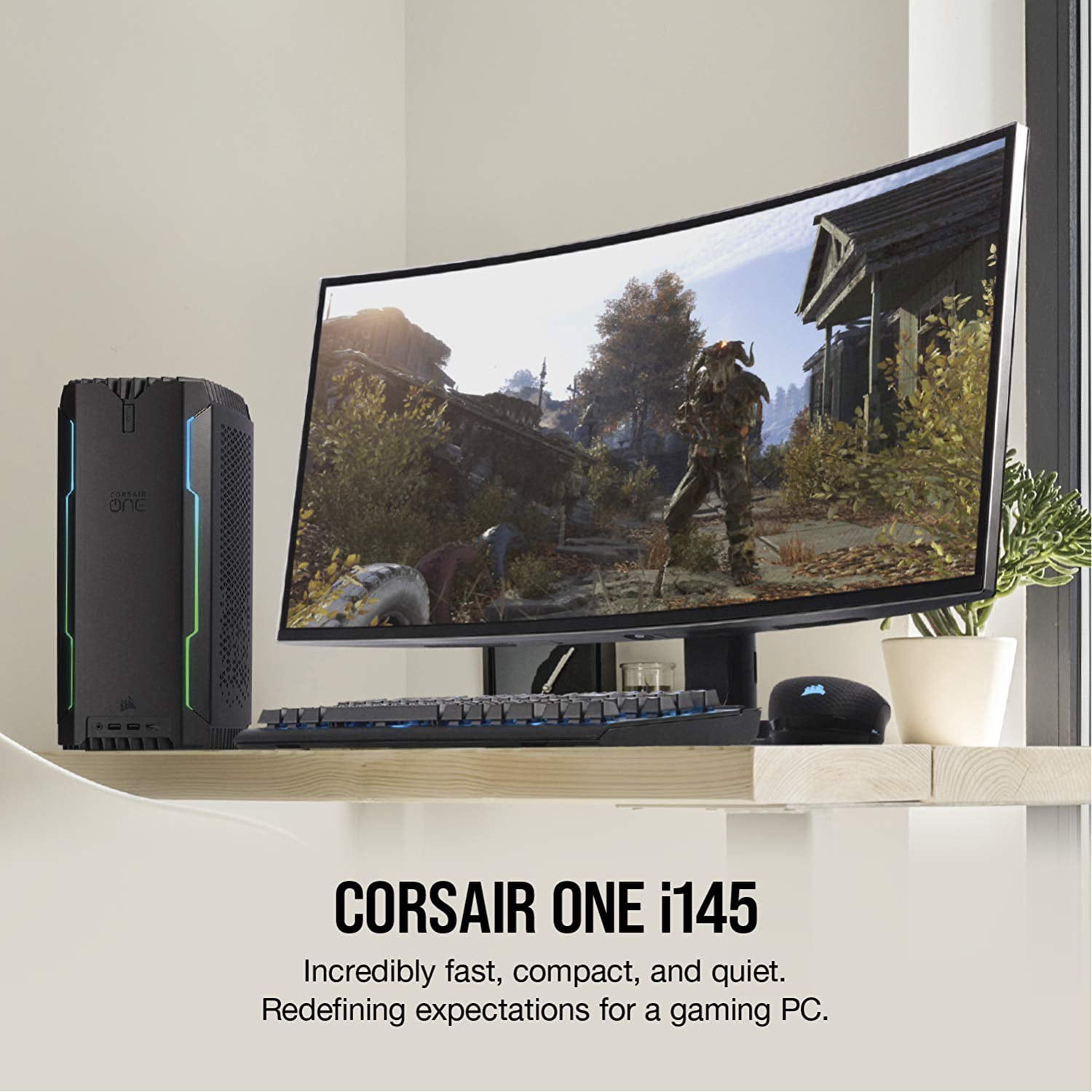 CORSAIR ONE i140 Compact Gaming Desktop PC,i7-9700K,RTX 2080,480GB M.2 SSD,2TB HDD,32GB DDR4,Windows 10 Home