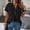Black, variant on HOMBOM Womens Henley V Neck T-Shirts Summer Shirts Purple Short Sleeve Solid Blouse for Young Woman Casual