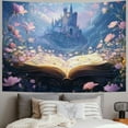 thumbnail image 2 of BCIIG Fantasy Tapestry, Magic Book Tapestry, Reading Tapestry, Art Floral Book Tapestry for Bedroom Living Room Decorative Wall Hanging Large  40x30inch, 2 of 6