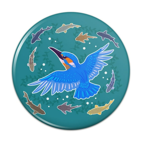 Kingfisher Bird Swimming with Fish Kitchen Refrigerator Locker Button Magnet