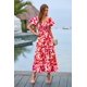 thumbnail image 4 of Vestido PRETTYGARDEN Midi de Verano con Escote Cuadrado y Mangas Abullonadas Rojo S, 4 of 5