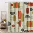 thumbnail image 2 of Shower Curtain Waterproof Polyester Fabric 72 x 72 inches Retro Linen Textured Weave with Vintage Shapes and Stars Inspired Set with Hooks Decorative Bathroom, 2 of 6