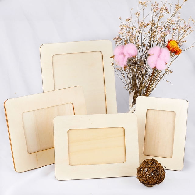 Marco de fotos hecho a mano DIY, arcilla blanca embrionaria, material de actividad para padres e hijos, base de madera creativa de 5 a 10 pulgadas