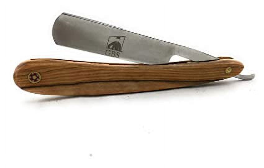 G.B.S Natural Wood Finish Scales 5/8" Straight Razor, Barber Approved Shaving Razor with Natural Wooden Handle and Stainless Steel for Beard Shaping, Enjoy the Vintage Shave