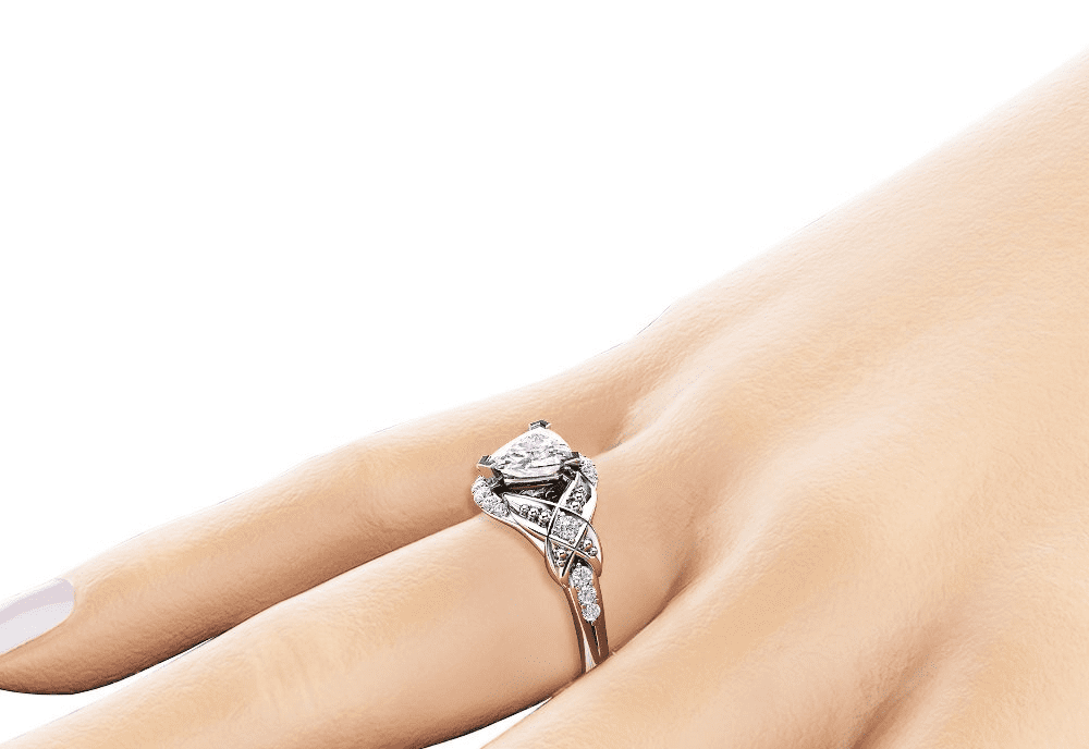 HeartsAndYou 1.6ct Trillion Cut Moissanite Engagement Ring for Women 18k White Gold Over Silver Antique Inspired Unique