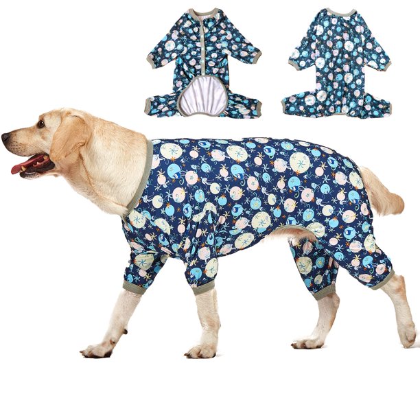 LovinPet Giant Dog Pajamas, Jellyfish and Starfish Deep Sea Print