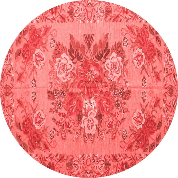 Ahgly Company Indoor Round Medallion Red French Area Rugs, 3' Round