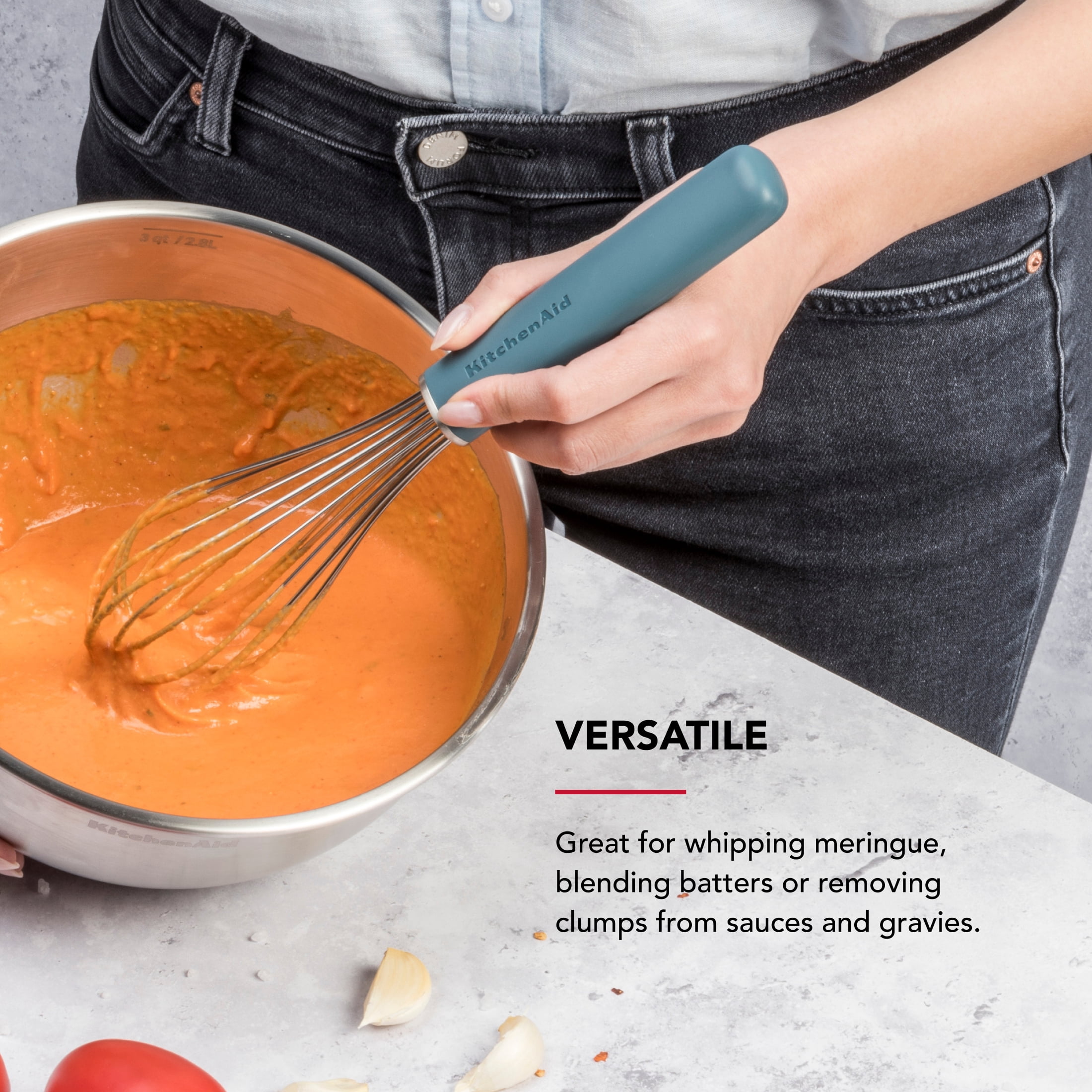 KitchenAid Stainless Steel Wire Kitchen Whisk with Ergonomic Handle, Agave
