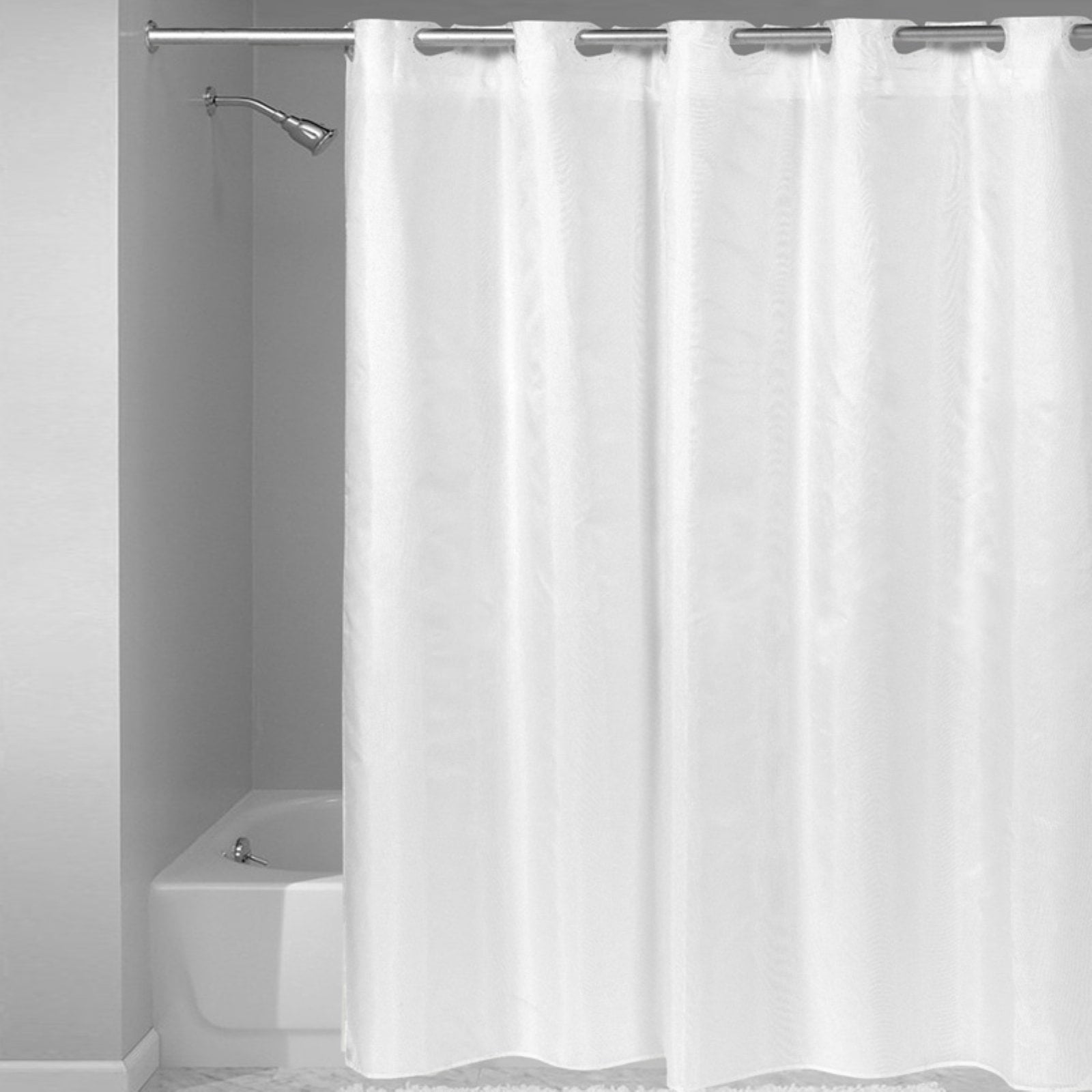 Sweet Home Collection Hookless Fabric Shower Curtain with Snap Off