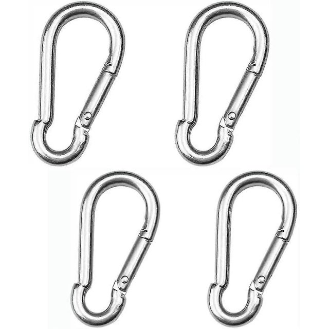 4 piezas - Mosquetones de seguridad (m6) de acero inoxidable con clip para cadena y gancho para viajes