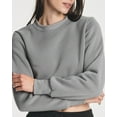 thumbnail image 3 of Real Essentials 3 Pack: Women's Fleece Cropped Sweatshirt - Long Sleeve Crew Neck Crop Top (Available in Plus Size), 3 of 6