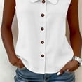 thumbnail image 5 of LNWUY Women's Wrinkle Free Sleeveless Button Down Shirts Blouses Solid Color Business Casual Loose Tank Tops for Work White XXXL, 5 of 7